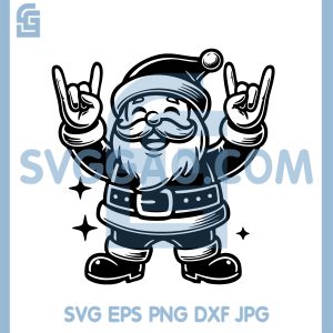 Rock Hand Santa Claus SVG, Funny Rock N Roll Christmas Santa SVG