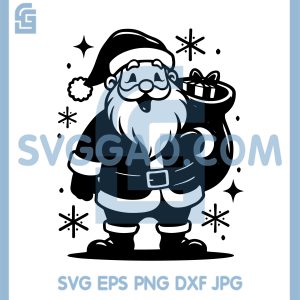 Classic Santa With Presents SVG, Holiday Santa Claus Silhouette SVG
