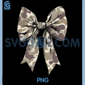 Camouflage Camo Bow PNG, Camo Coquette Bow Hunting PNG