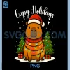 Capy Holidays PNG, Capybara Santa Hat PNG, Xmas Lights PNG