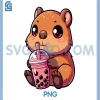Capybara Kawaii Bubble Tea PNG, Capybara Funny PNG