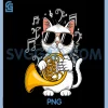 Cool Cat French Horn Music PNG, Funny Musical Cat PNG