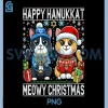 Meowy Chrismas Happy Hanukkah PNG, Merry Christmas PNG