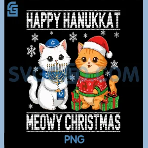 Cat Merry Christmas Happy Hanukkah PNG, Chrismas PNG