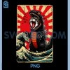 Cat Monster PNG, Waves Red Sun Japanese PNG, Catzilla Kaiju PNG