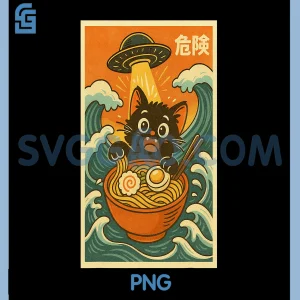 Cat Ramen Funny PNG, Japanese Anime UFO PNG