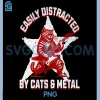 Metal Guitar Cat Rock Star PNG, Funny Metalhead Cat PNG