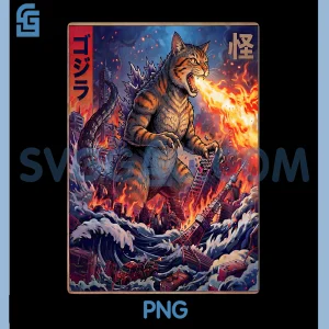 Catzilla Kaiju Monster Japanese PNG, Anime Painting Art Graphic PNG