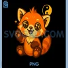 Chibi Red Panda with Stars PNG, Cute Cartoon Animal Illustration PNG