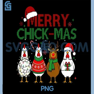 Merry Chickmas PNG, Chicken Xmas PNG, Farm Animal Christmas PNG