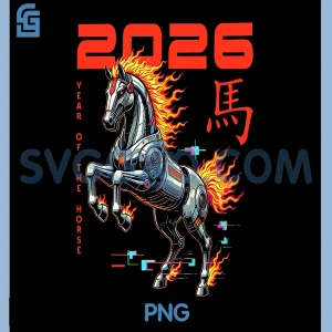 Chinese New Year 2026 PNG, Year of The Fire Horse PNG, Cyber Robot PNG