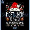 Most Likely To Watch Football Games PNG, Funny Christmas Family PNG