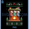 Christmas Fireplace Stockings PNG, Funny Ugly Christmas PNG