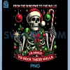 Christmas Skeleton Deck These Halls PNG, Funny Holiday Skull PNG