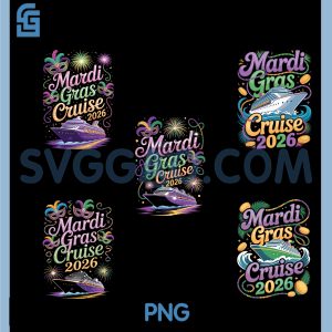 Mardi Gras Cruise 2026 PNG Bundle, Party Beads Celebration PNG