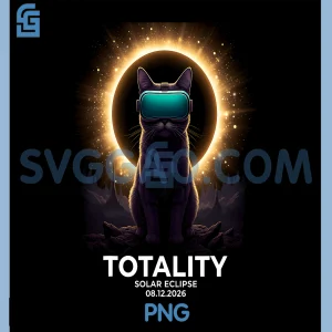 Cat Kitty VR Totality 2026 PNG, Darkness Falls Celestial Cosmic PNG