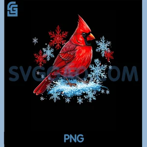 Christmas Northern Cardinal PNG, Snowflake Red Bird PNG, Xmas Holiday PNG