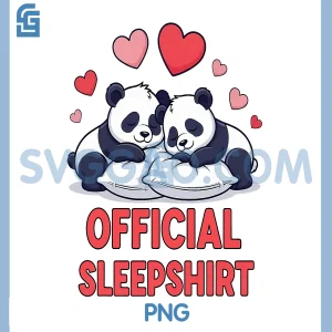 Officaial Sleepshirt PNG, Cute Pandas Couples PNG, Valentine's Day 2026 PNG