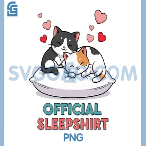 Cute Cats Official Sleepshirt PNG, Valentine's Day 2026 PNG