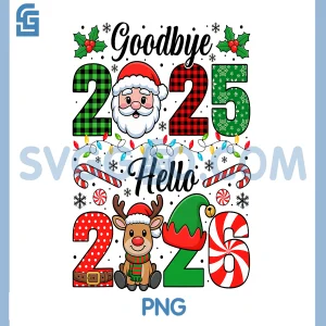 Goodbye 2025 Hello 2026 PNG, Christmas Matching Family PNG