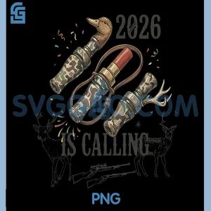 Hunting New Year PNG, Funny Camo Duck Call 2026 PNG