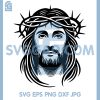 Jesus Face Crown Of Thorns Line Art SVG, Christian Faith Portrait SVG