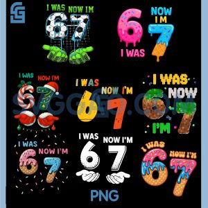 I Was 6 Now I'm 7 Funny Meme PNG Bundle, Seventh Birthday Party PNG