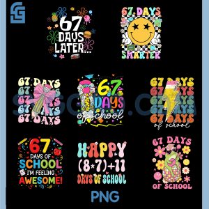 67 Days of School PNG Bundle, Coquette Bow Pencil PNG, 67 Days Smarter PNG
