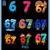 67 Ice Cream Drip Meme PNG Bundle, Funny Six Seven Gen Alpha Slang PNG