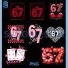 Six Seven 67 Valentine Design PNG Bundle, Cute Heart Card Art PNG