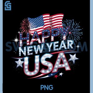 Happy New Year USA PNG, Patriotic American Flag Fireworks PNG