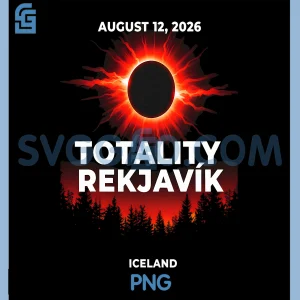 Totality Reykjav&iacute;k 2026 PNG, Darkness Falls Iceland Sky Watchers PNG