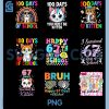 100 Days Of School Cat Bundle PNG, Cute Teacher Design PNG