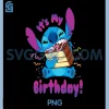 Disney Stitch Its My Birthday PNG, Party Crasher with Cake PNG