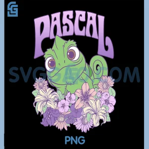 Disney Tangled PNG, Cute Pascal PNG, Floral Pastel Big Chest Portrait PNG