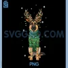 German Shepherd Reindeer Christmas PNG, Dog In Sweater With Lights PNG