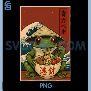 Frog Eating Ramen Kawaii PNG, Japanese Noodles Anime Lovers PNG