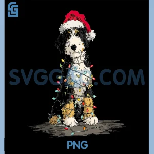 Funny Bernedoodle Christmas PNG, Graphics Dog Lights Lover Owner PNG