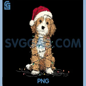 Funny Cavapoo Christmas PNG, Graphics Dog Lights Lover PNG