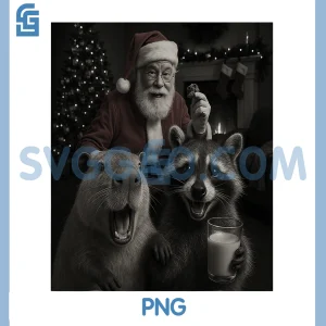 Funny Christmas Selfie Santa PNG, Raccoon Capybara Meme Xmas PNG