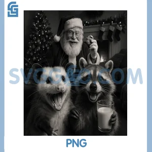 Christmas Selfie Santa Raccoon Opossum PNG, Meme Xmas PNG