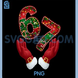 Funny Christmas Six Seven 6 7 PNG, Meme Gen Alpha Santa Hands PNG