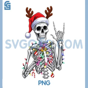 Funny Christmas Skeleton PNG, Santa Hat Xmas Vibes PNG