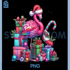Festive Flamingo PNG, Holiday Pink Christmas PNG, Xmas Santa Hat PNG